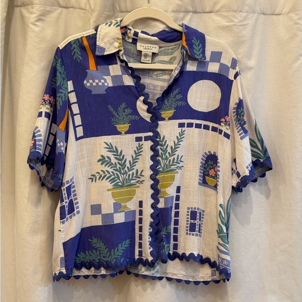 Calypso St Barth Colorful Graphic Short Sleeve Shirt